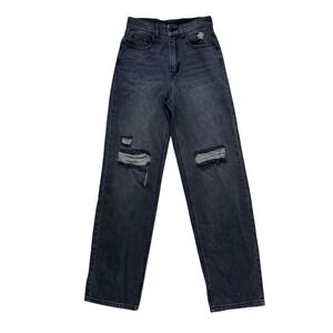 Young & Reckless Women's Black Distressed Straight Leg Denim Jeans Size‎ 26